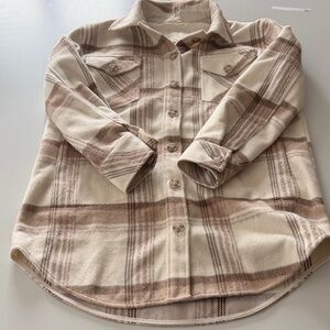 Gentle Fawn Women’s Plaid Shirt in Cream and Brown size small